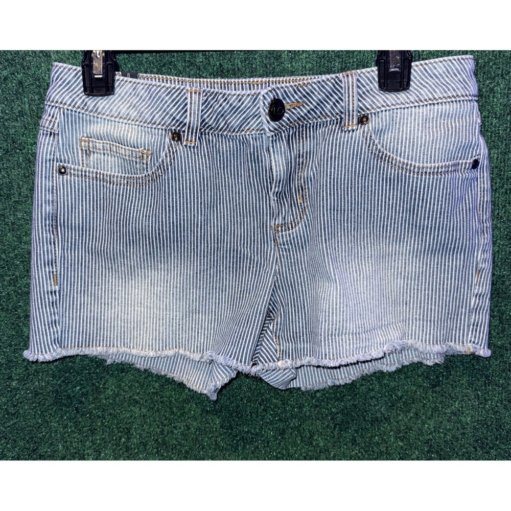 LC Lauren Conrad DENIM SHORTS Size 8 Blue White Striped Short Shorts J27